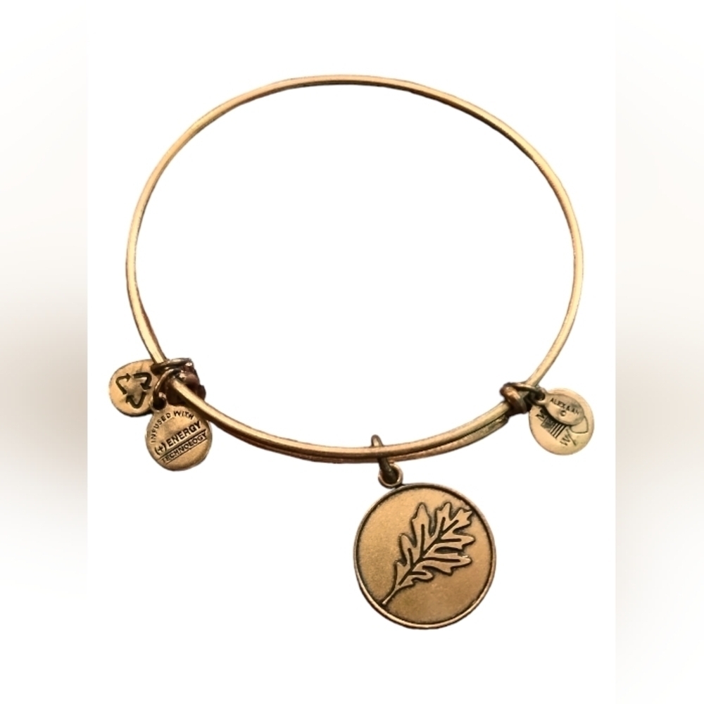 2013 Alex & Ani Gold Tone OAK LEAF Bangle Charm Bracelet Nature